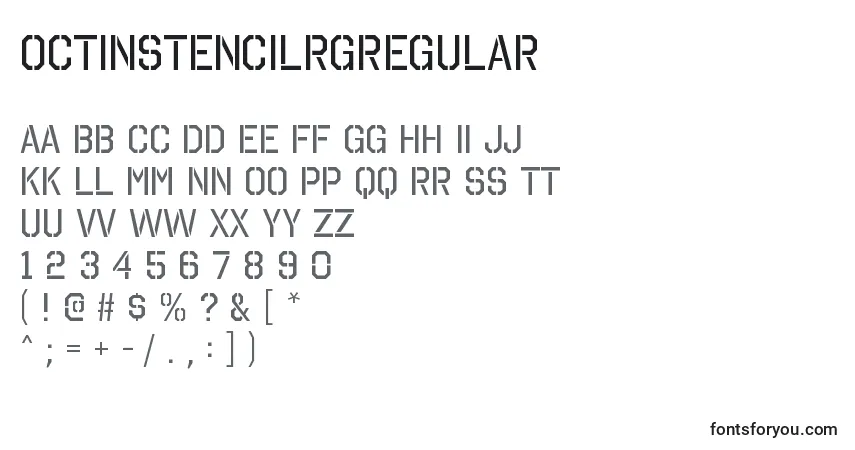 Czcionka OctinstencilrgRegular – alfabet, cyfry, specjalne znaki