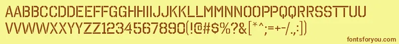 OctinstencilrgRegular Font – Brown Fonts on Yellow Background
