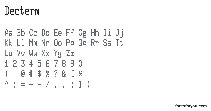 Czcionka Decterm – alfabet, cyfry, specjalne znaki