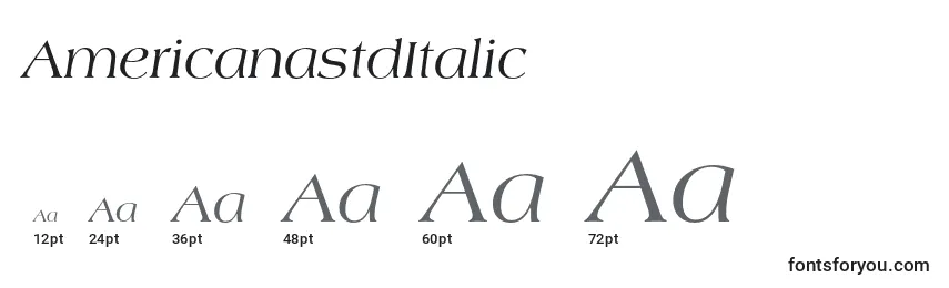 AmericanastdItalic Font Sizes