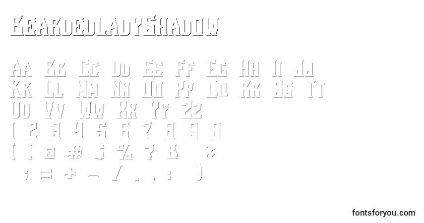 Schriftart BeardedladyShadow – Alphabet, Zahlen, spezielle Symbole