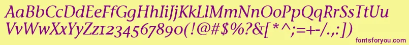 StoneInfOsItcTtMediumita Font – Purple Fonts on Yellow Background