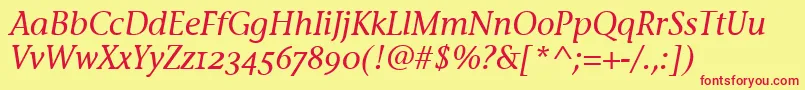 StoneInfOsItcTtMediumita Font – Red Fonts on Yellow Background