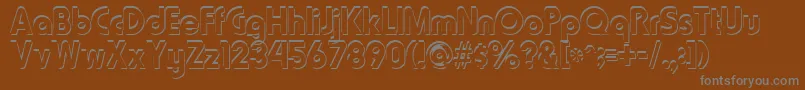 Blooshooz-fontti – harmaat kirjasimet ruskealla taustalla
