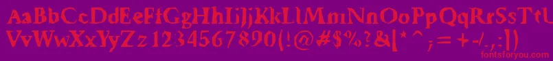 TickyFont-Schriftart – Rote Schriften auf violettem Hintergrund