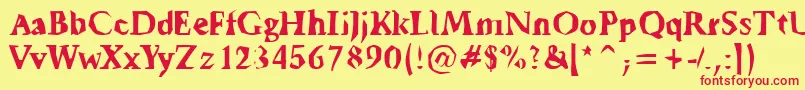 Fonte TickyFont – fontes vermelhas em um fundo amarelo