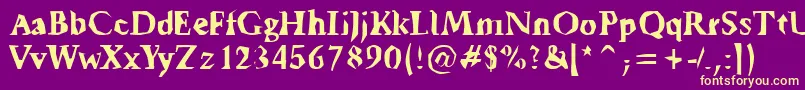 TickyFont-fontti – keltaiset fontit violetilla taustalla