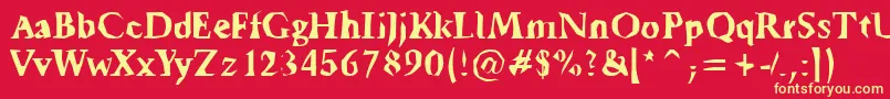 TickyFont-fontti – keltaiset fontit punaisella taustalla