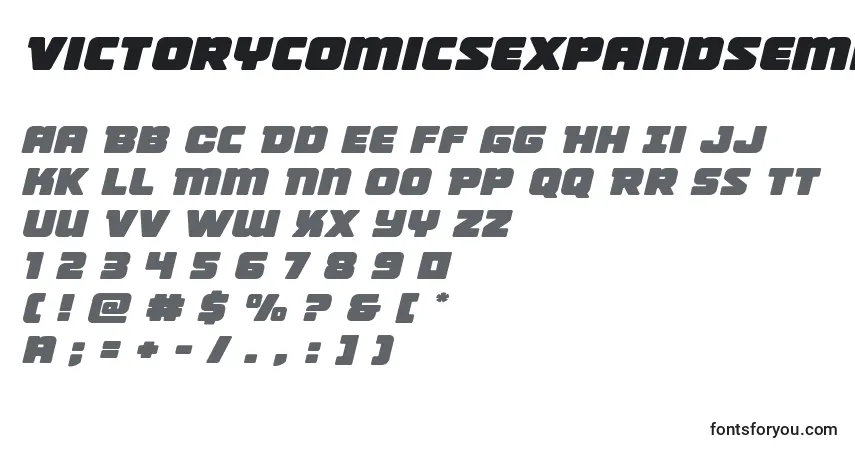 Шрифт Victorycomicsexpandsemital – алфавит, цифры, специальные символы