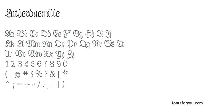 Шрифт Lutherduemille – алфавит, цифры, специальные символы