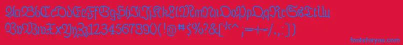 Lutherduemille Font – Blue Fonts on Red Background