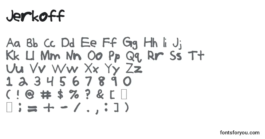 Schriftart Jerkoff – Alphabet, Zahlen, spezielle Symbole