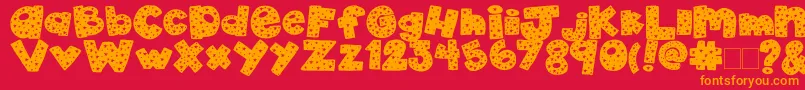 2peas4thOfJuly-Schriftart – Orangefarbene Schriften auf rotem Hintergrund