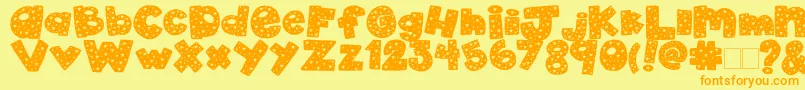 2peas4thOfJuly-fontti – oranssit fontit keltaisella taustalla