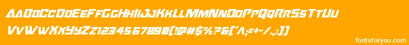 Oceanicdriftcondital-fontti – valkoiset fontit oranssilla taustalla