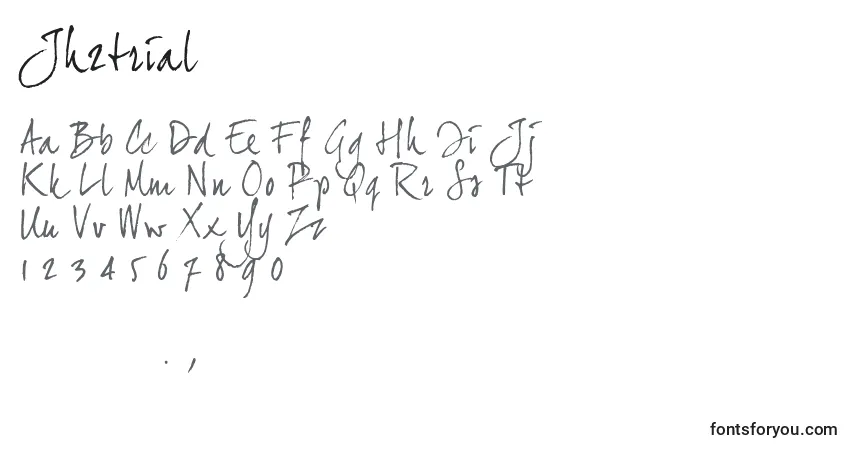 A fonte Jh2trial – alfabeto, números, caracteres especiais