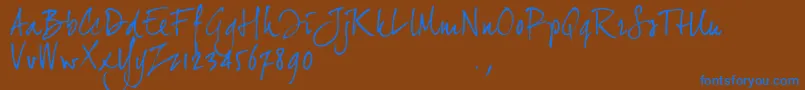 Jh2trial-Schriftart – Blaue Schriften auf braunem Hintergrund