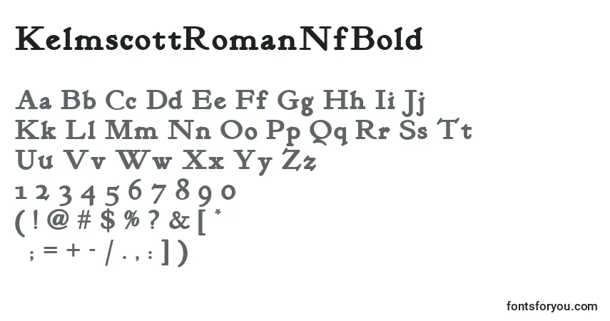 Шрифт KelmscottRomanNfBold – алфавит, цифры, специальные символы