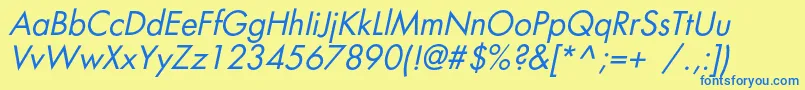 FortunecItalic Font – Blue Fonts on Yellow Background