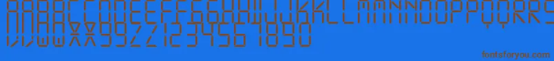 フォントDisplayFreeTfb – 茶色の文字が青い背景にあります。