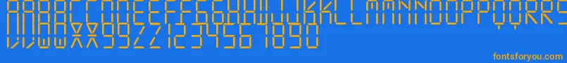 DisplayFreeTfb-fontti – oranssit fontit sinisellä taustalla