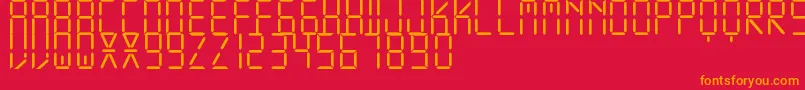 DisplayFreeTfb-Schriftart – Orangefarbene Schriften auf rotem Hintergrund