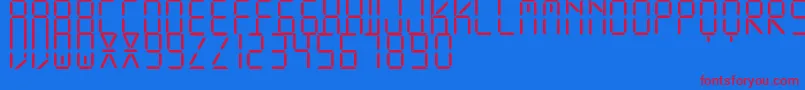 フォントDisplayFreeTfb – 赤い文字の青い背景
