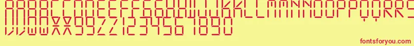 DisplayFreeTfb-fontti – punaiset fontit keltaisella taustalla