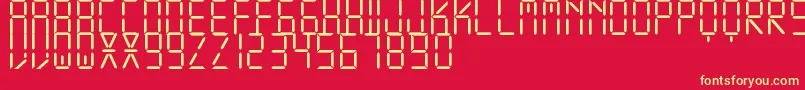 DisplayFreeTfb-Schriftart – Gelbe Schriften auf rotem Hintergrund