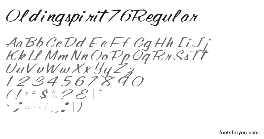 A fonte Oldingspirit76Regular – alfabeto, números, caracteres especiais