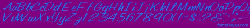 Oldingspirit76Regular Font – Blue Fonts on Purple Background