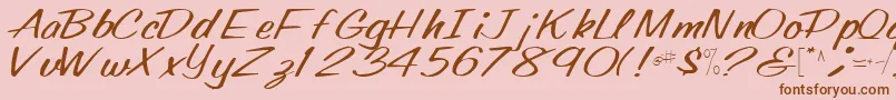 Oldingspirit76Regular-Schriftart – Braune Schriften auf rosa Hintergrund