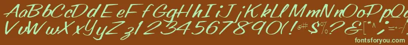 Oldingspirit76Regular-fontti – vihreät fontit ruskealla taustalla