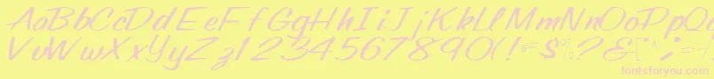 Fonte Oldingspirit76Regular – fontes rosa em um fundo amarelo
