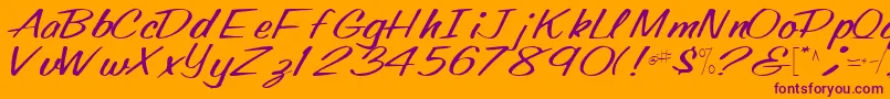 Oldingspirit76Regular-fontti – violetit fontit oranssilla taustalla