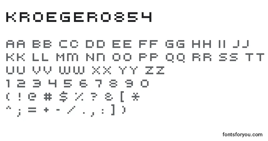 Czcionka Kroeger0854 – alfabet, cyfry, specjalne znaki