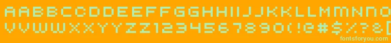 Kroeger0854-Schriftart – Grüne Schriften auf orangefarbenem Hintergrund