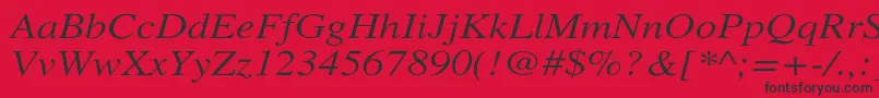 Fonte XeroxSerifWideItalic – fontes pretas em um fundo vermelho