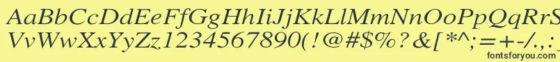 Шрифт XeroxSerifWideItalic – чёрные шрифты на жёлтом фоне