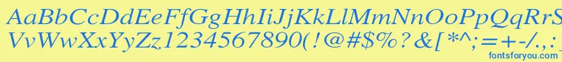 Czcionka XeroxSerifWideItalic – niebieskie czcionki na żółtym tle