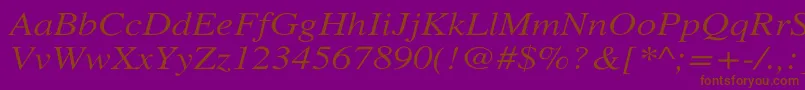 Fonte XeroxSerifWideItalic – fontes marrons em um fundo roxo