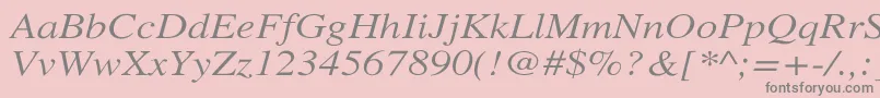 フォントXeroxSerifWideItalic – ピンクの背景に灰色の文字