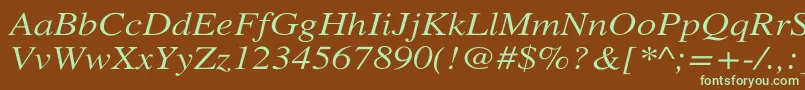 XeroxSerifWideItalic Font – Green Fonts on Brown Background