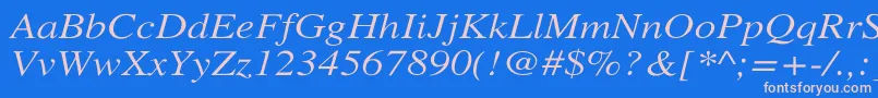 Fonte XeroxSerifWideItalic – fontes rosa em um fundo azul