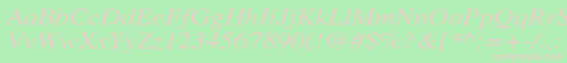 Fonte XeroxSerifWideItalic – fontes rosa em um fundo verde