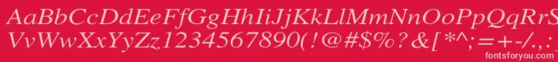 XeroxSerifWideItalic-fontti – vaaleanpunaiset fontit punaisella taustalla