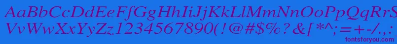 XeroxSerifWideItalic Font – Purple Fonts on Blue Background