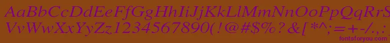 XeroxSerifWideItalic Font – Purple Fonts on Brown Background