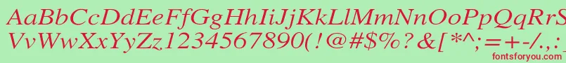 Czcionka XeroxSerifWideItalic – czerwone czcionki na zielonym tle