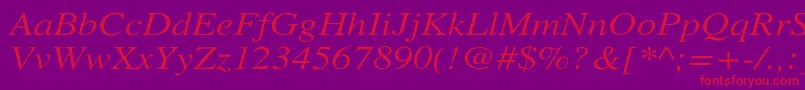 Czcionka XeroxSerifWideItalic – czerwone czcionki na fioletowym tle